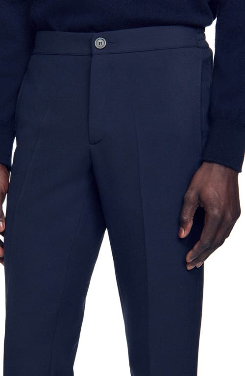Sandro Jersey Trousers In Navy Blue