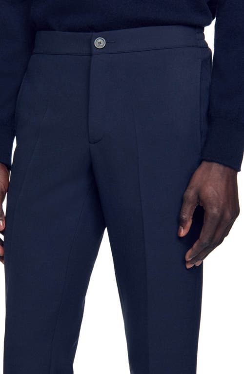 Shop Sandro Jersey Trousers In Navy Blue