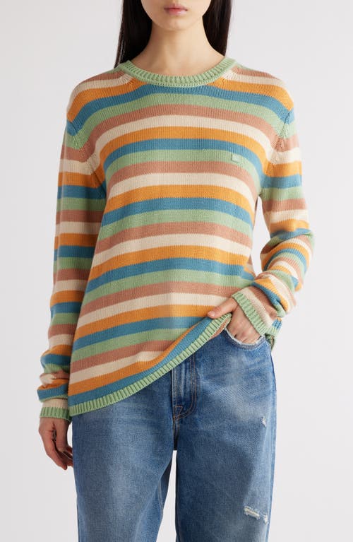 Acne Studios Kripes Stripe Cotton Crewneck Sweater Mint Green/Multi at Nordstrom,