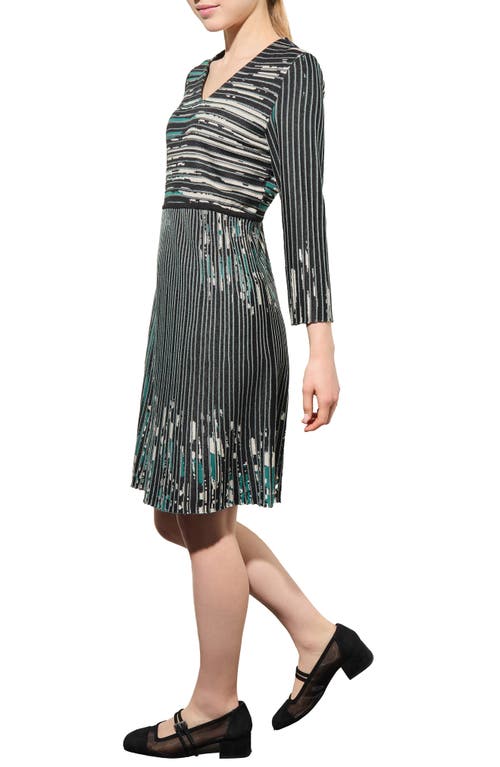 Shop Ming Wang Stripe Jacquard Sweater Dress In Black