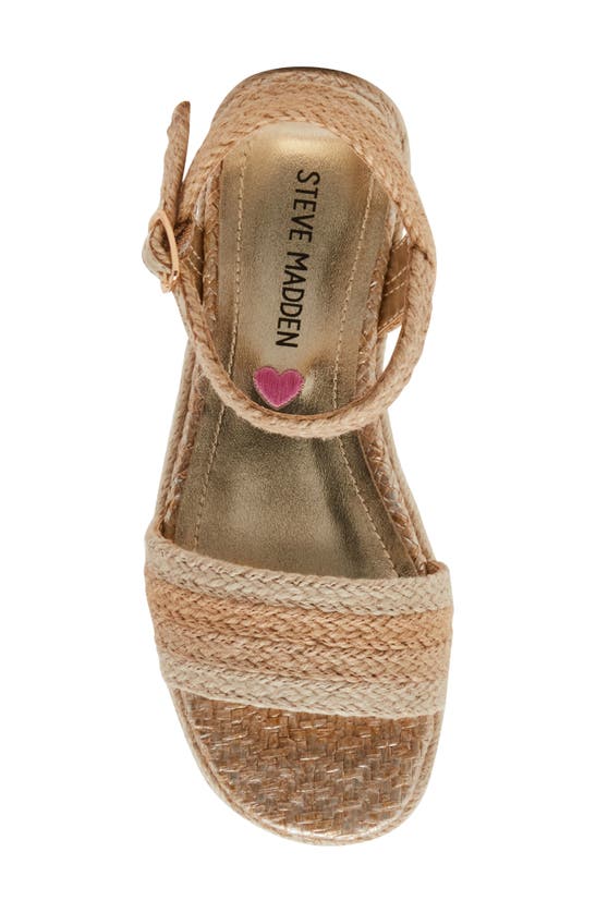 Shop Steve Madden Kids' Jcleo Ankle Strap Espadrille Platform Wedge Sandal In Natural