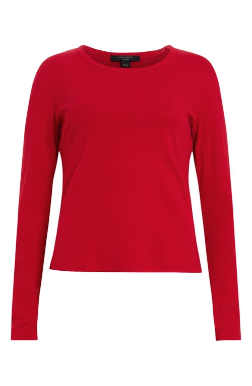 Shop Allsaints Stevie Long Sleeve Organic Cotton T-shirt In Savvy Red