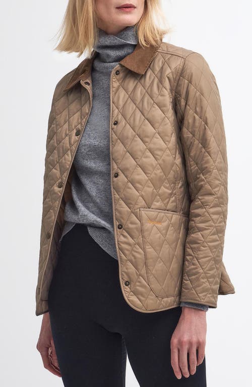 Barbour Corduroy Collar Quilted Jacket In Sand Dune