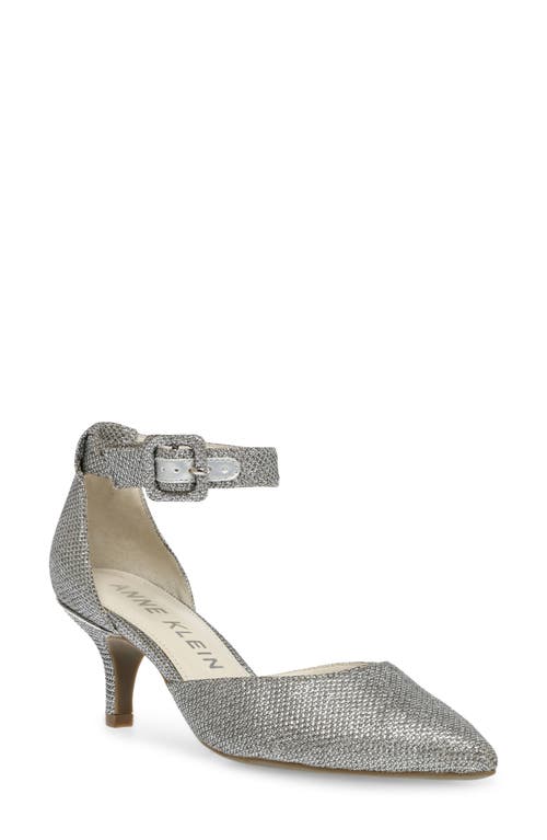 Shop Anne Klein Fabulist Ankle Strap Pump In Silver