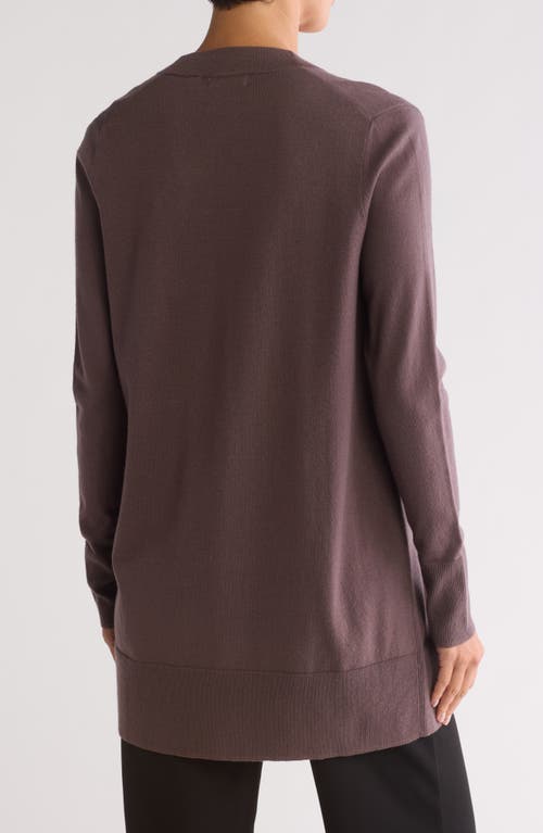 Nordstrom Open Front Cardigan In Grey Plum