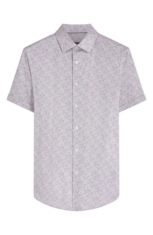 Shop Bugatchi Miles Ooohcotton® Floral Short Sleeve Button-up Shirt In Aloe