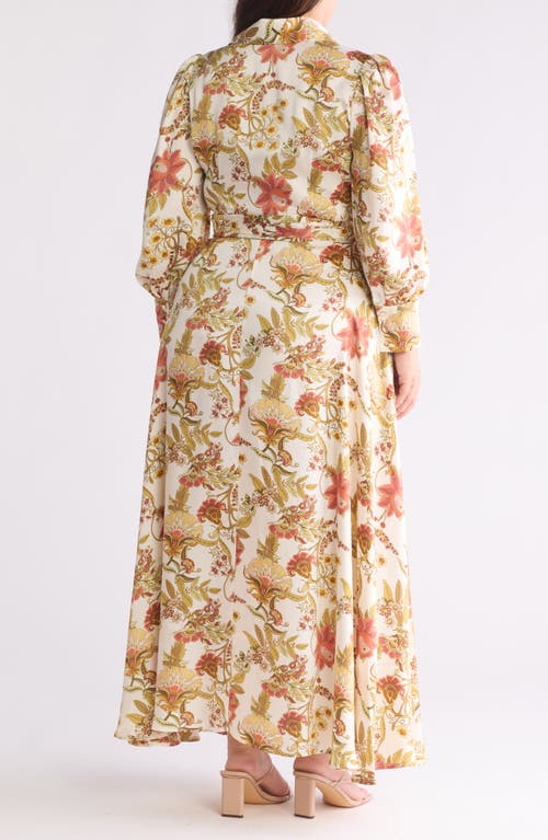By Design Haiti Long Sleeve Maxi Shirtdress In Spring Forest