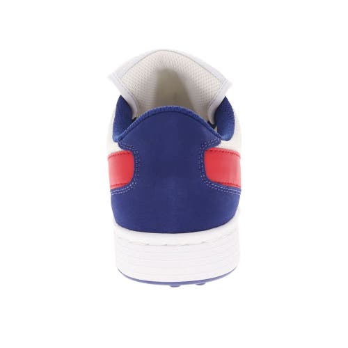 Pony Mens Linebacker Archive Genuine Leather And Mesh Premium Lace Up Athletic Sneaker Shoe In White/blue/red