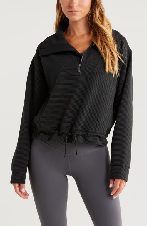 Zella Kickback Ottoman Half Zip Pullover In Black