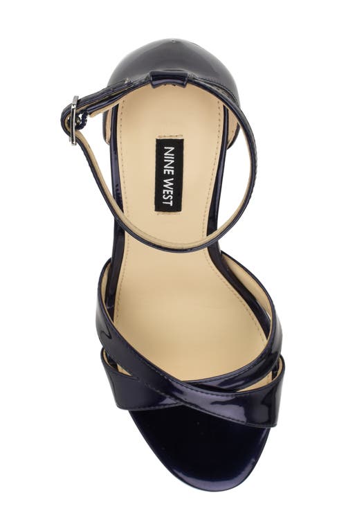 Shop Nine West Saile Ankle Strap Sandal In Dark Blue