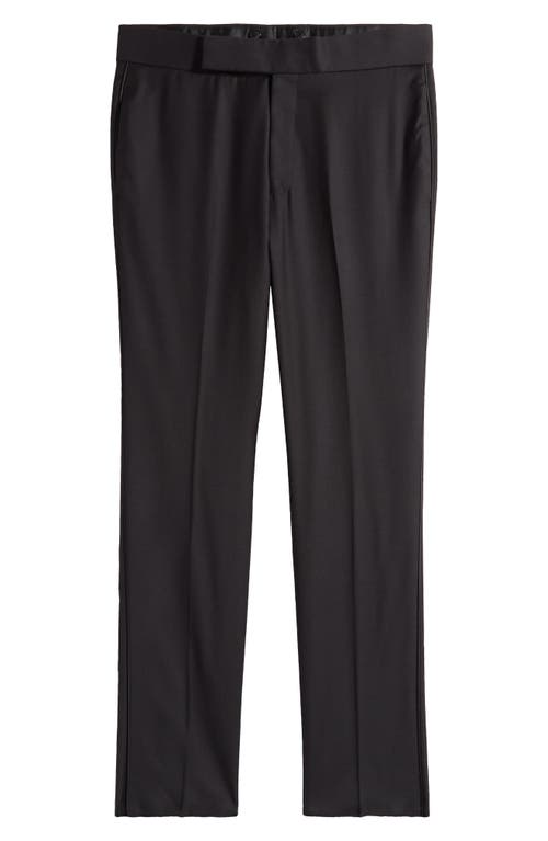 Emporio Armani Virgin Wool Tuxedo Pants Solid Black at Nordstrom, X R Eu