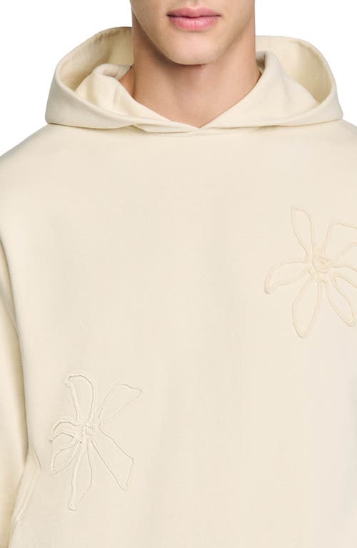 Shop Sandro Floral Hoodie In Ecru