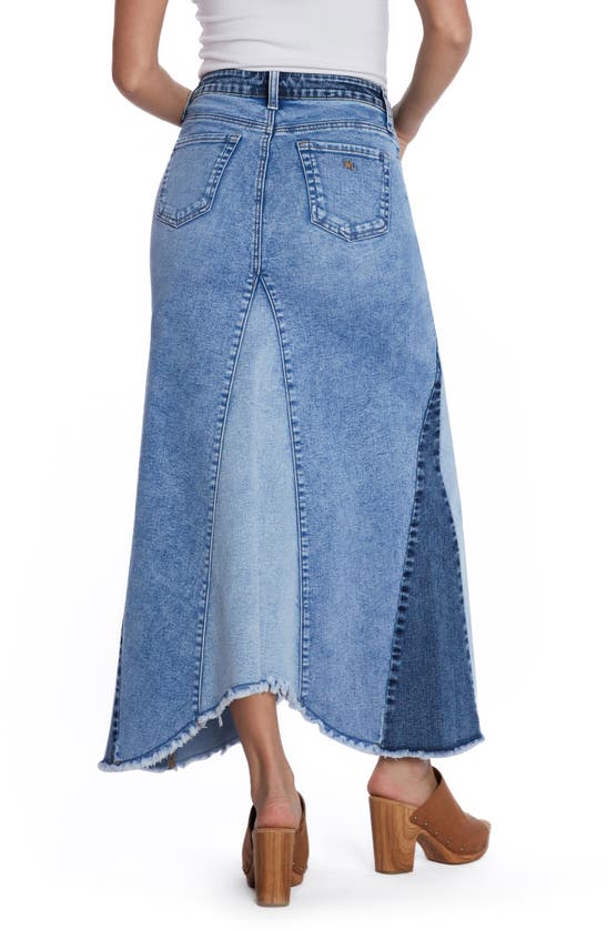 Wash Lab Denim Patchwork Denim Maxi Skirt In Patch Blues