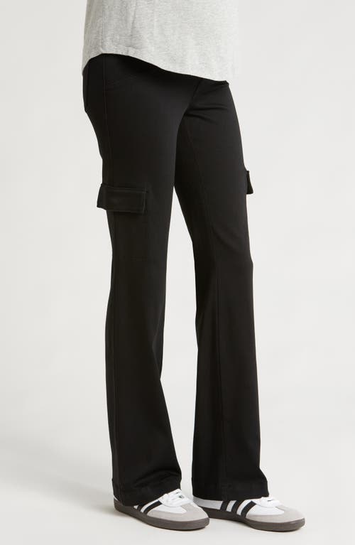 1822 Denim Over The Bump Cargo Bootcut Maternity Pants In Black