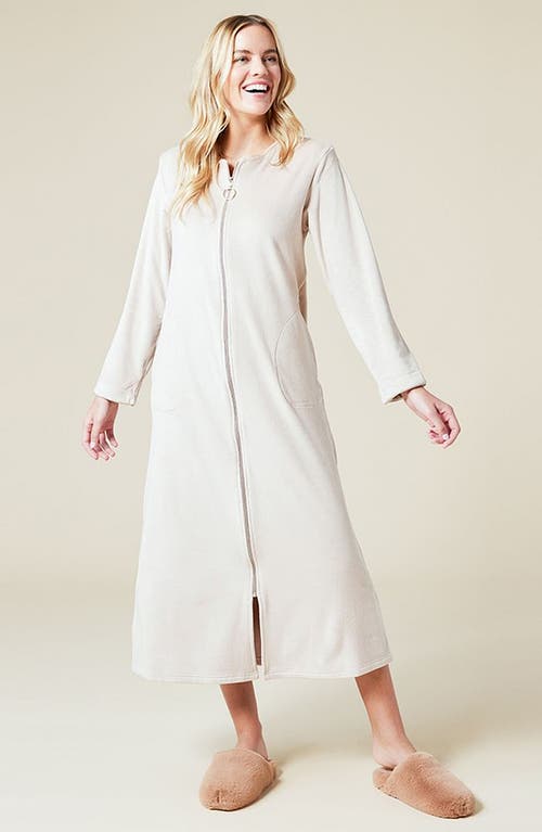 Softies Serenity Sweetheart Neck Zip Robe In Coco