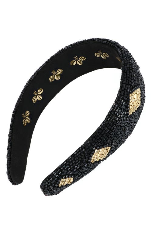 L. Erickson Blanca Beaded Headband in Black/Gold at Nordstrom