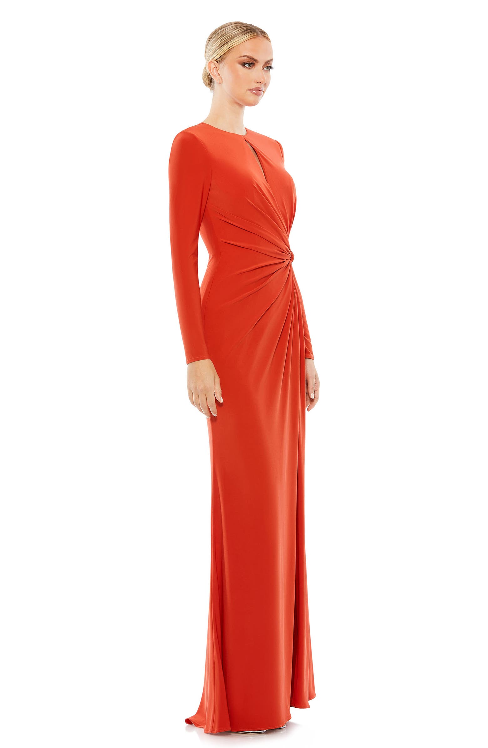 Mac Duggal Ruched Keyhole Long Sleeve Jersey Gown | Nordstrom