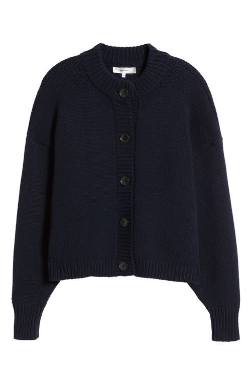 Shop Frame Chunky Wool Blend Cardigan In Navy