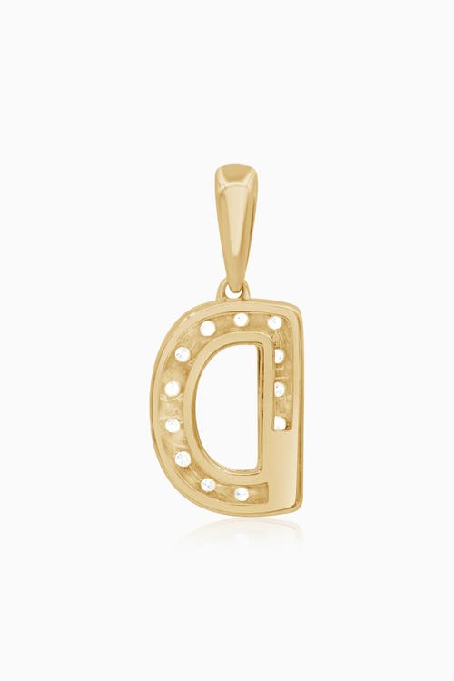 Oradina 14k Gold Luxe Letter Diamond Initial Pendant Charm In Yellow Gold - D