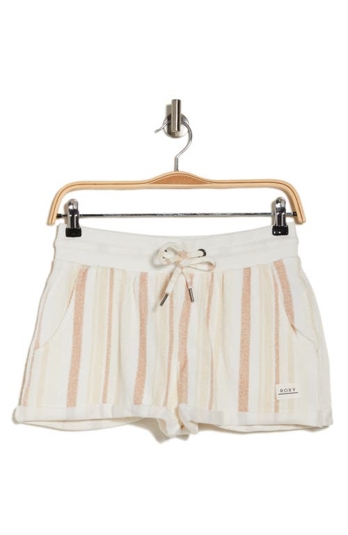 Shop Roxy Waves & Rays Stripe Shorts In White/tapioca