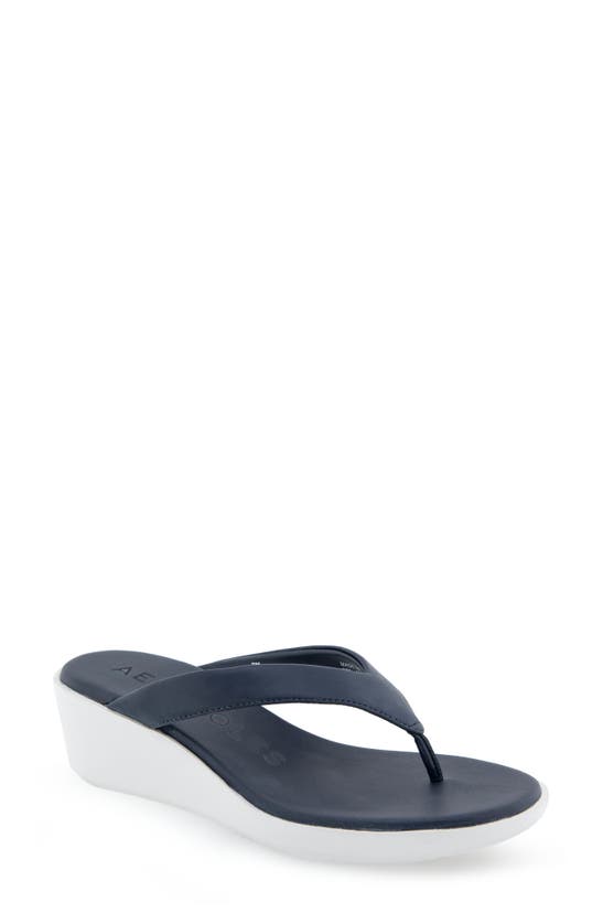 Aerosoles Isha Wedge Flip Flop Sandal In Navy Pu