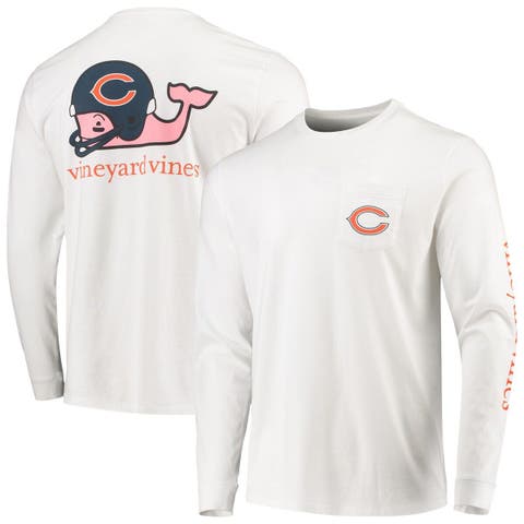 Men's Vineyard Vines White Chicago Bears Whale Helmet Long Sleeve T-Shirt