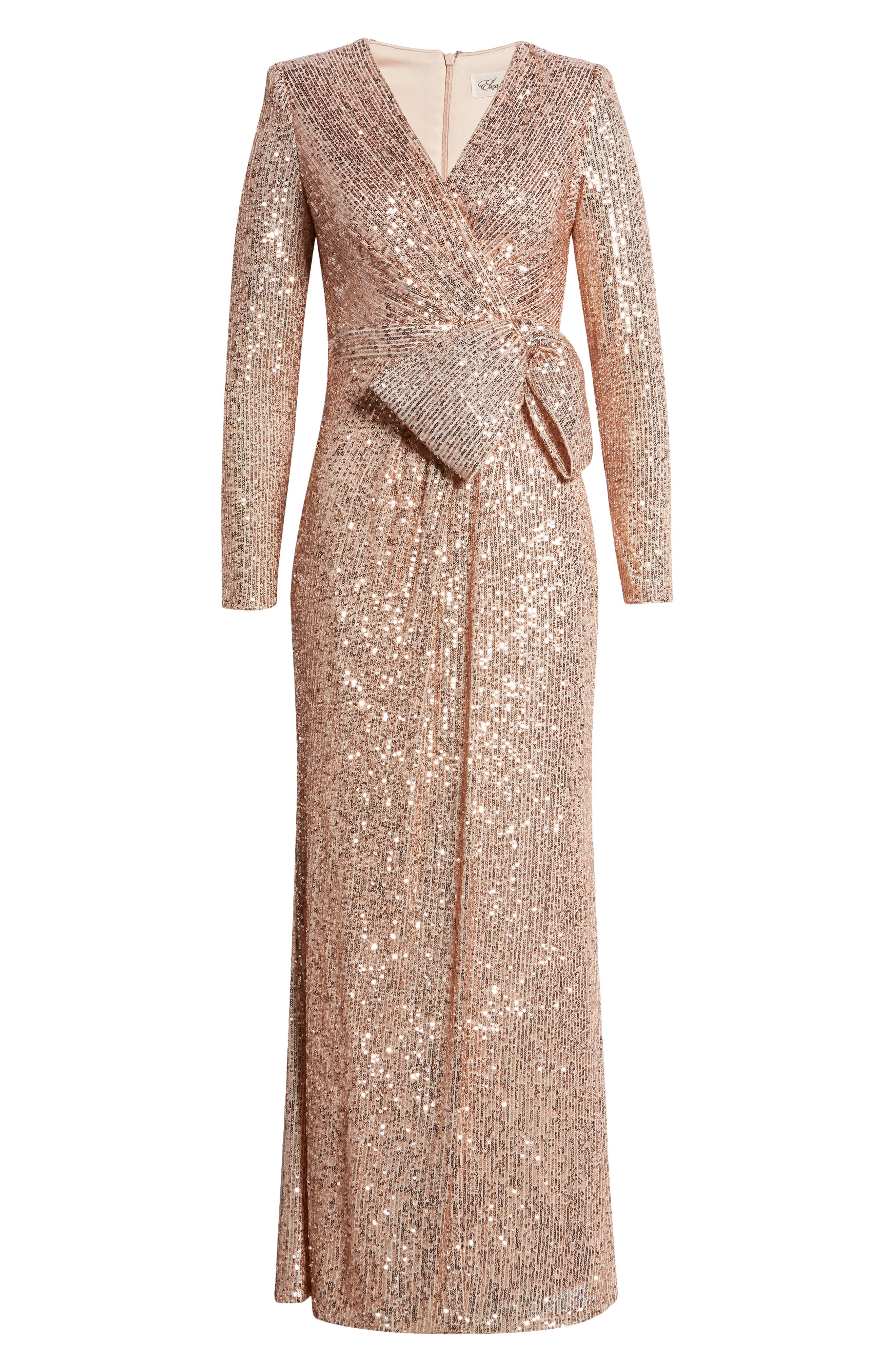 Eliza J Sequin Wrap Front Long Sleeve 
