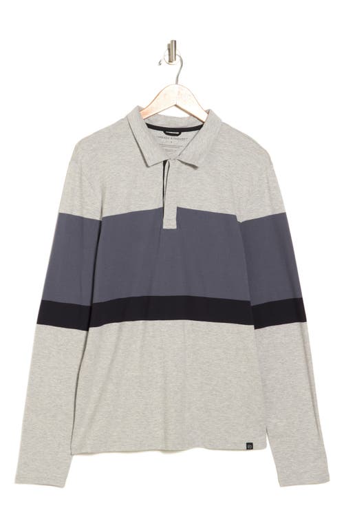 Shop Threads 4 Thought Piqué Organic Cotton Blend Colorblock Stripe Long Sleeve Polo In Heather Grey/carbon