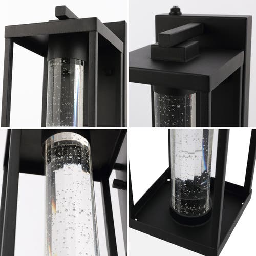 Jonathan Y Juno 1-light Industrial Vintage Iron/seeded Glass With Dusk-to-dawn Sensor Integrated Led In Black