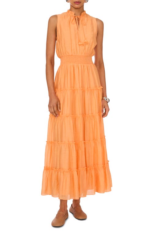 1.STATE Sleeveless Tiered Midi Dress Papaya Orange at Nordstrom,