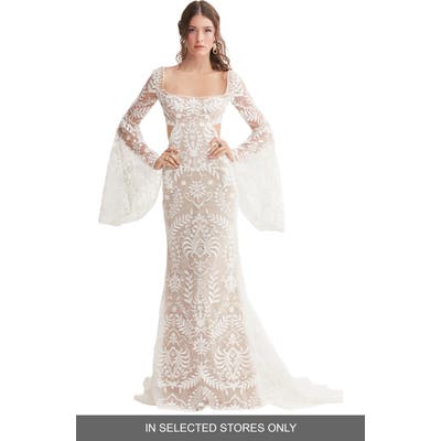 Willowby Arlo Embroidered Bell Sleeve Wedding Dress, Size IN STORE ONLY - Ivory