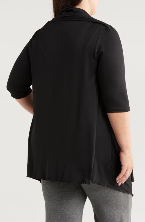 24seven Comfort Apparel Open Front Long Cardigan In Black