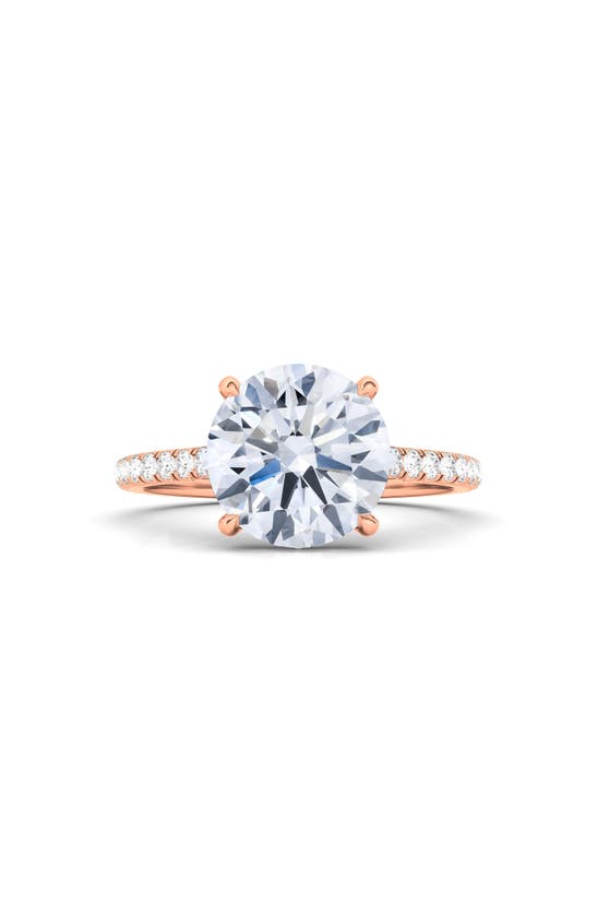 Shop Hautecarat 18k White Gold Round Cut Lab Created Diamond Engagement Ring In 18k Rose Gold