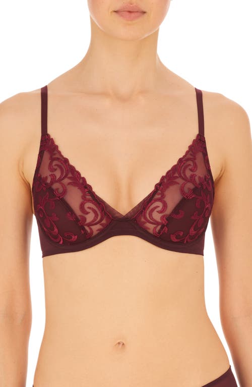 Natori Embellished Embroidered Lace Underwire Bra In Red
