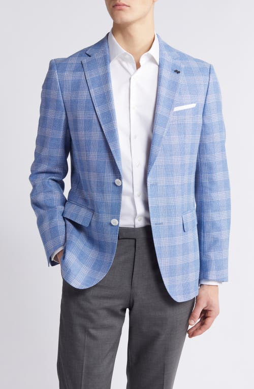 Hugo Boss Boss Hutson Check Wool & Cotton Blend Sport Coat In Medium Blue