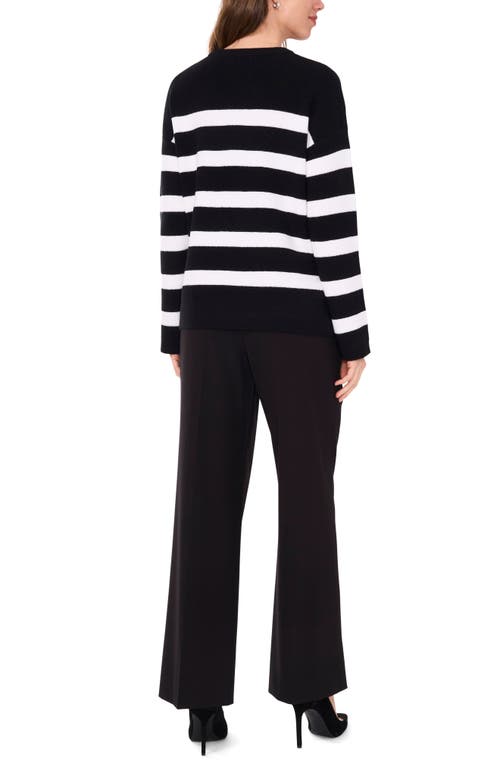 Shop Halogenr Halogen(r) Stripe Crewneck Sweater In Rich Black