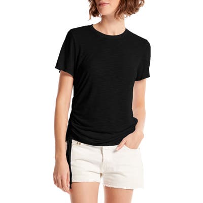 Michael Stars Niki Shirred Detail Tee, Size One Size - Black