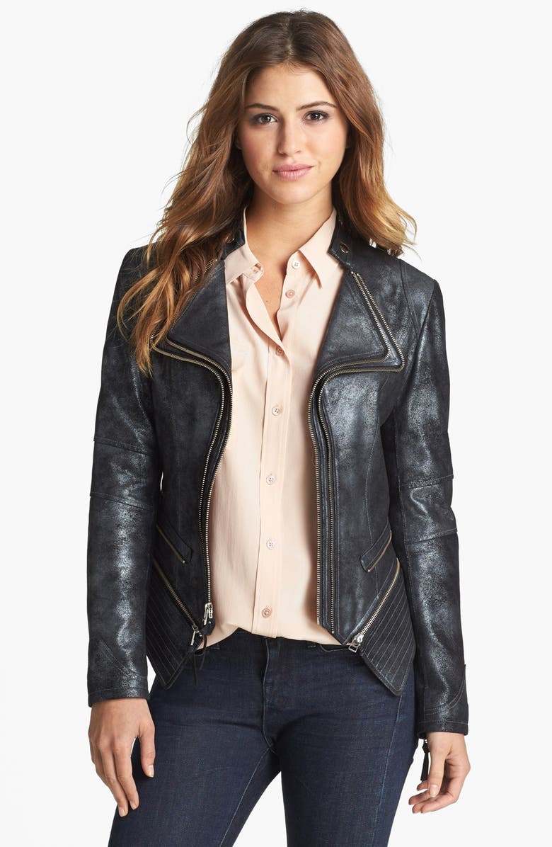 Dawn Levy 'Jenna' Detachable Hem Leather Jacket | Nordstrom