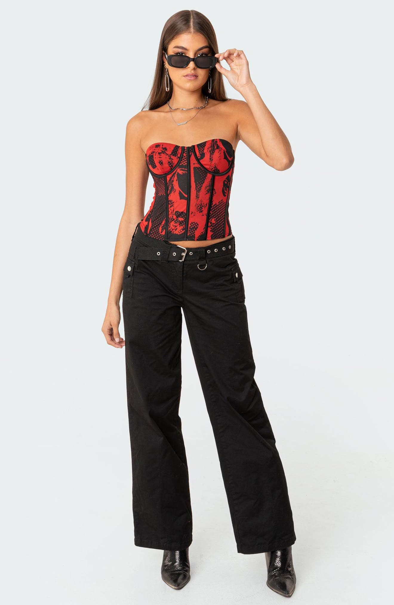 EDIKTED Aly Mesh Strapless Bustier Top Nordstrom