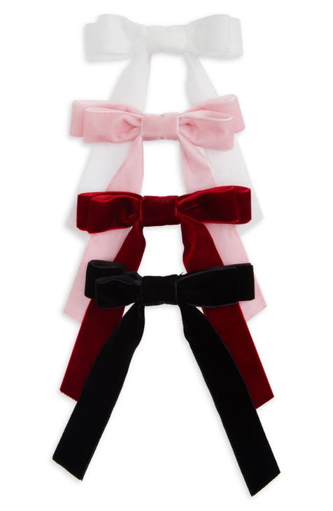 Assorted 4-Pack Velvet Ribbon Hair Bows