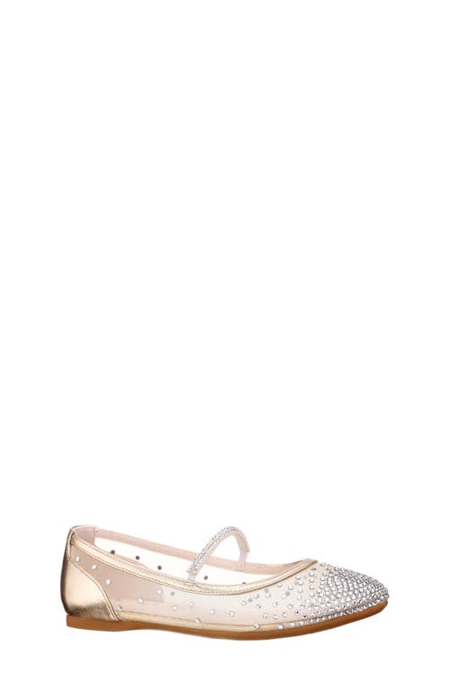 Shop Nina Kids' Kira Mary Jane Flat In Lt Gold Mesh/rhinestones