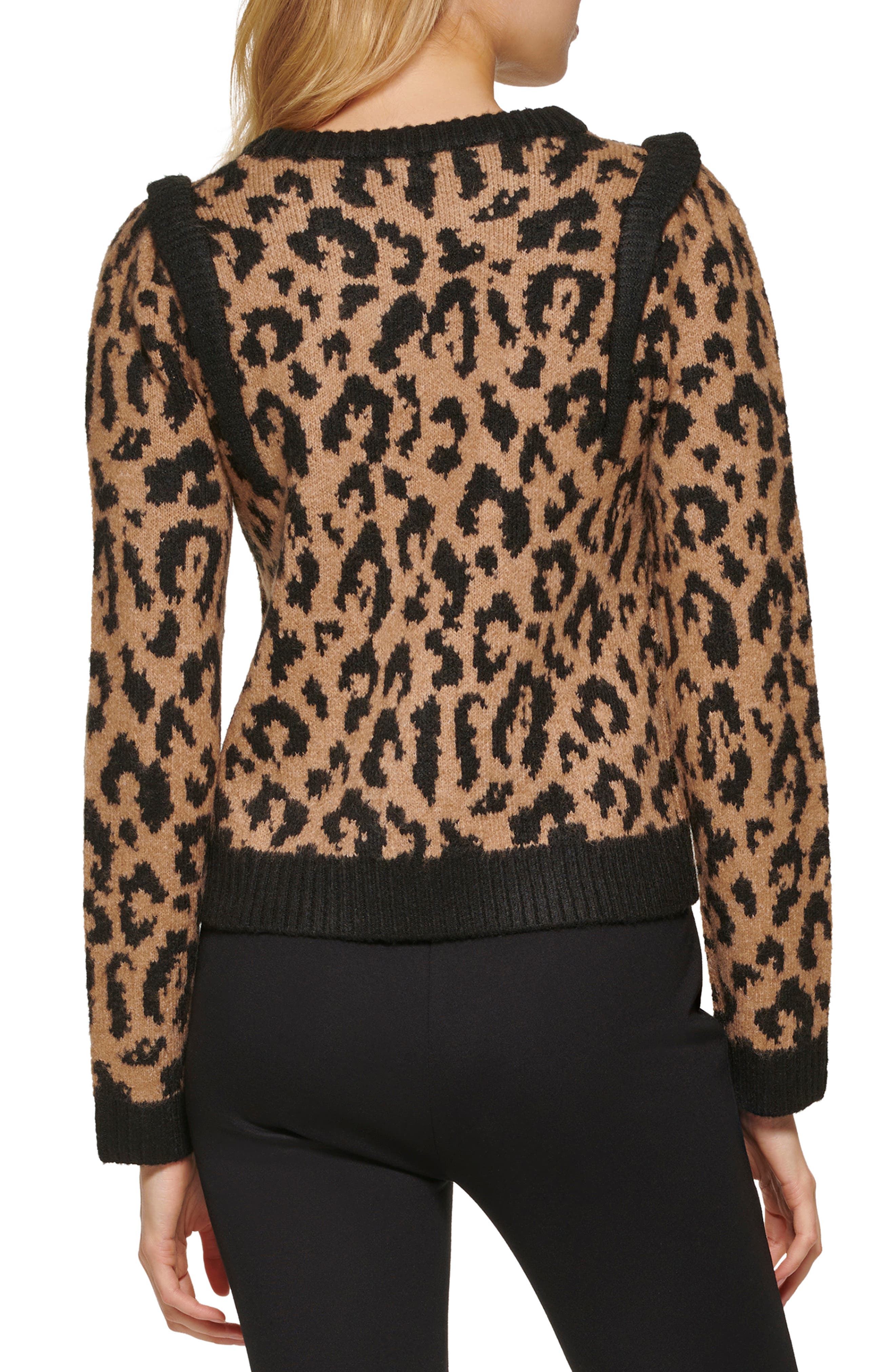 DKNY Sequin Leopard Crewneck Sweater 