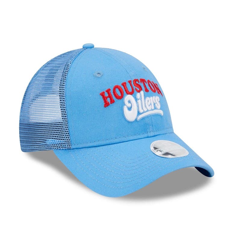 New Era Light Blue Houston Oilers Team Trucker 9forty Snapback Hat