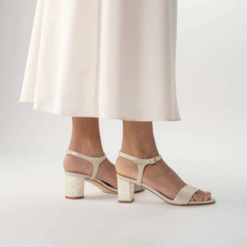 Freya Rose Martina Midi Champagne Ankle Strap Pearl Heel In Champagne