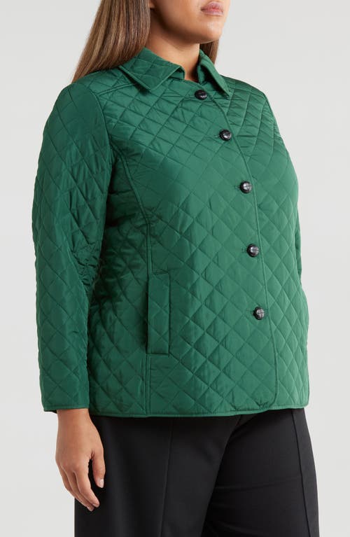 Shop Jones New York Quilted Coat In Forest Green