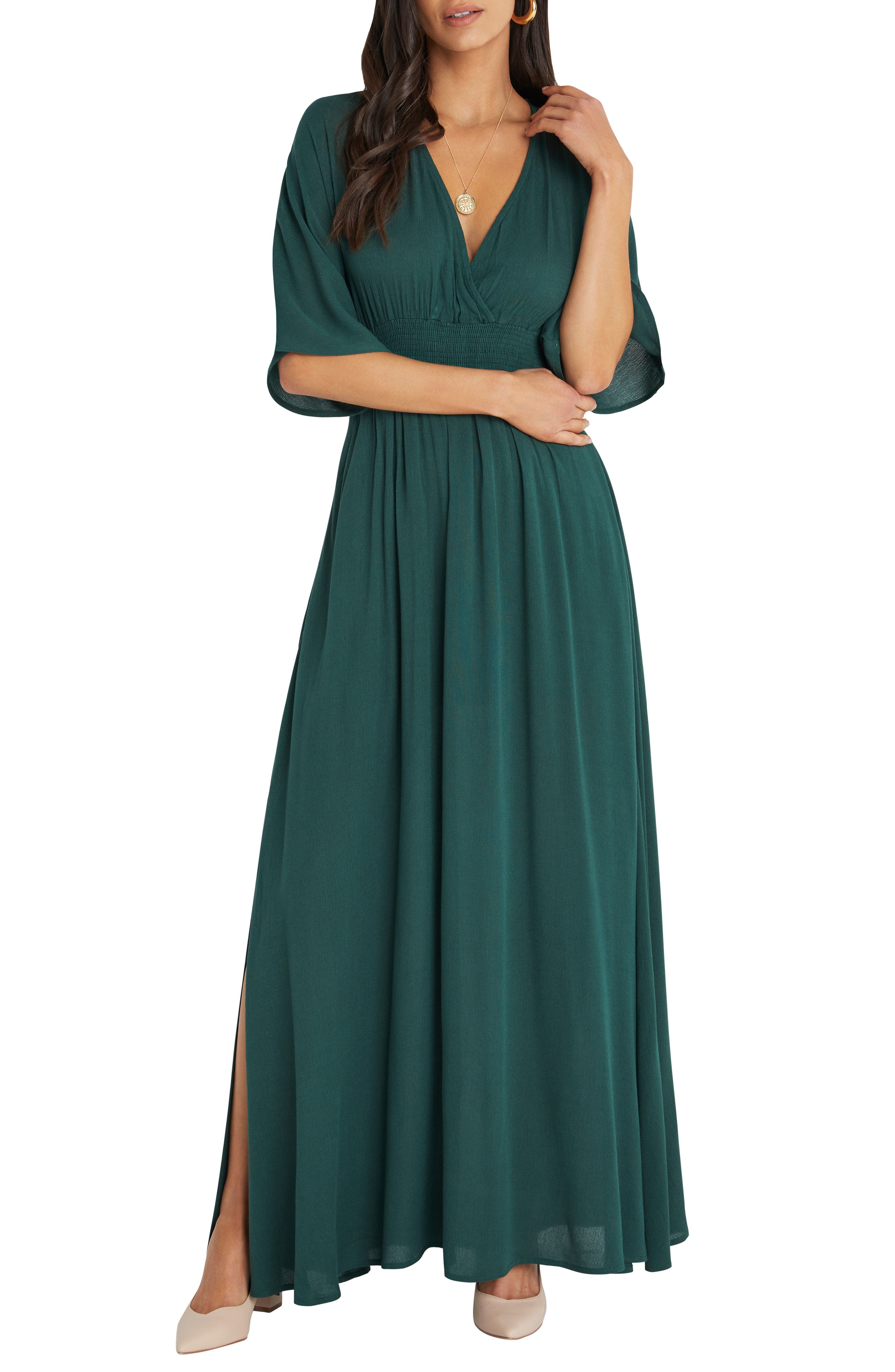 green maxi gown