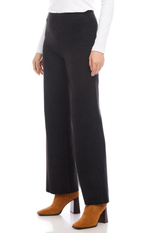 Shop Karen Kane Faux Suede Wide Leg Pants In Black