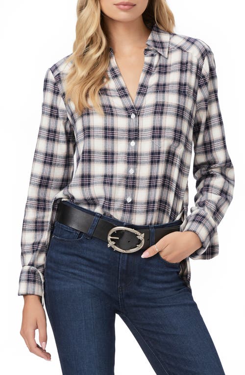 Paige Jalen Plaid Button-up Shirt In White/navy