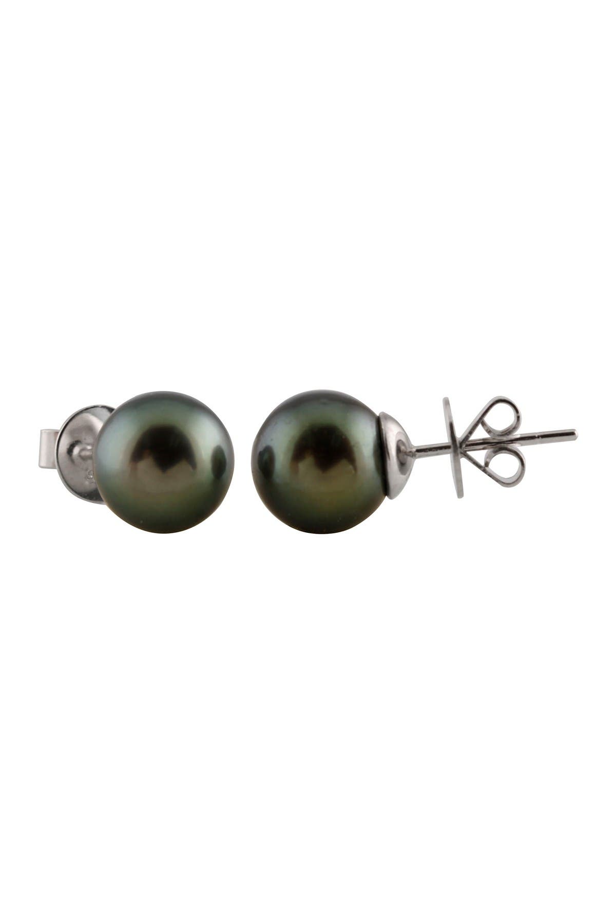 black tahitian pearl stud earrings