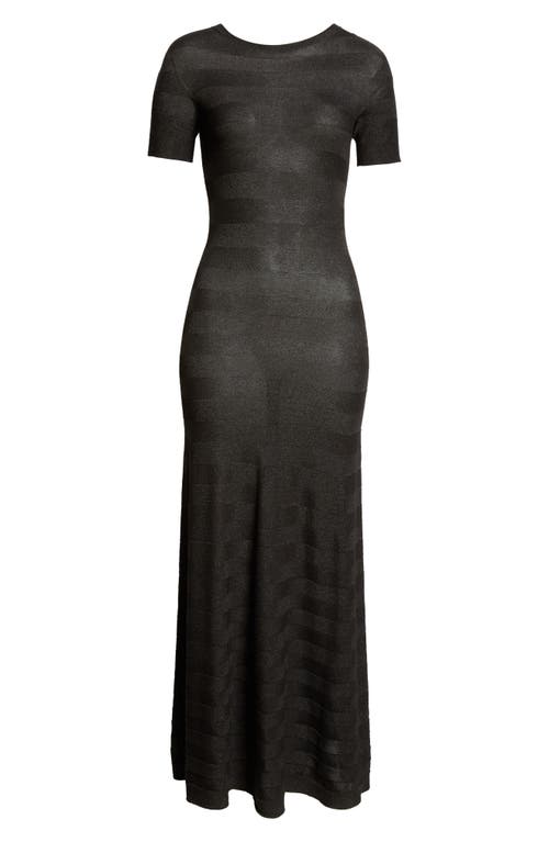 Shop Emporio Armani Stripe Maxi Dress In Solid Black